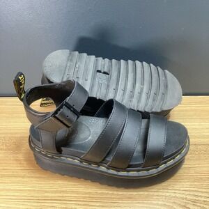 Doc Dr Martens Blaire Sandals Women US 7 Quad 4-Strap Leather Chunky Shoes JY004